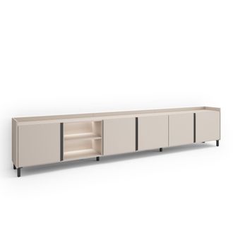 Skraut Home Skraut Home - Mueble Tv, Televisi&oacute;n, Muebles De Sal&oacute;n, Almacenaje, 309x35x61cm, Para Tv Hasta 80, Dise&ntilde;o Industrial, Led, Estilo Moderno, Beige