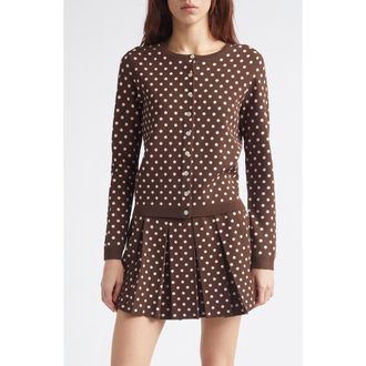 Sandy Liang Fable Polka Dot Cardigan in Brown Multi at Nordstrom, Size X-Small