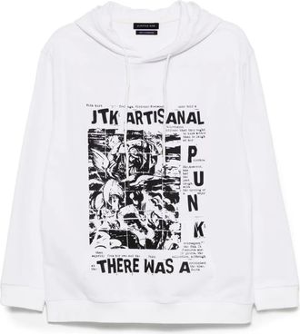 Juntae Kim Felpa con cappuccio There Was A Punk - Bianco