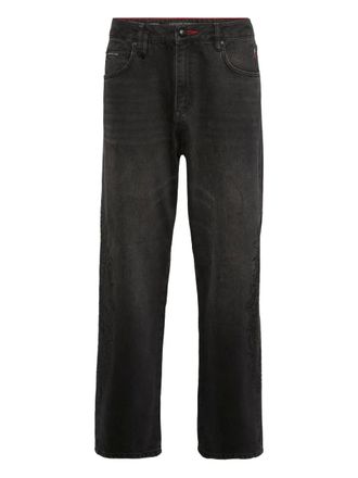 Philipp Plein Beach Boy Fit Cross Gothic jeans met geborduurd detail - Grijs