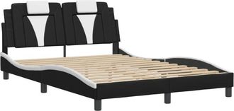 vidaXL Vidaxl - Estructura Cama Cabecero Cuero Sint&eacute;tico Negro Blanco 120x200cm