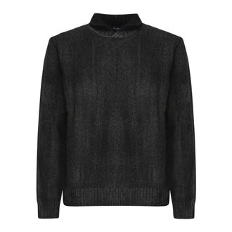 Dondup Turtlenecks, male, Gray, Size: XL Grey Wool Sweater with Open Neck