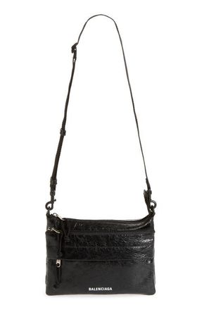 Balenciaga Explorer Double Pouch Lambskin Messenger Bag in 1000 Black at Nordstrom