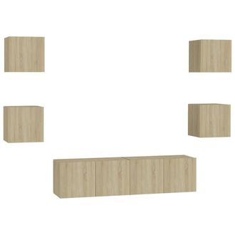 Berkfield Home 6 Piece TV Cabinet Set Sonoma Oak Engineered Wood in Light Brown