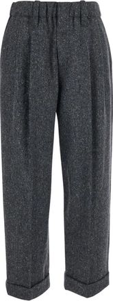 Brunello Cucinelli Tapered Broeken - Dames - Broeken - Grijs - S - Wol - Broeken