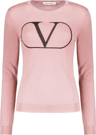 Valentino Garavani logo-detail ribbed sweater - Roze