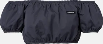 Miu Miu Crop top off-shoulders in popeline di cotone