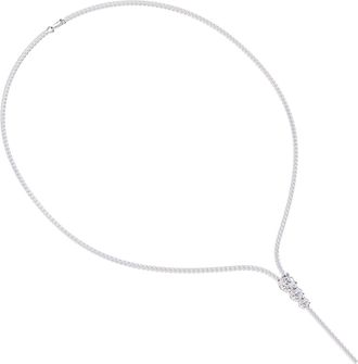 Diamond2Deal 14k White Gold 7 Ct Round Lab Grown Diamond Tennis Drop Necklace 18 VVS-VS, E-F
