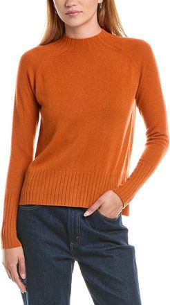 Fort&eacute; Cashmere Hi Low Rib Trim Funnel Neck 100% Cashmere Sweater