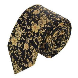 Trafalgar Store Midas Floral Novelty Silk Necktie in Black And Gold at Nordstrom
