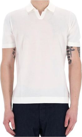 Drumohr Witte korte mouw katoenen polo - Heren - Polos - Wit - 2XL - Katoen - Tops