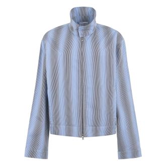 Dries Van Noten Light Jackets, male, Blue, Size: M L30 Striped cotton jacket