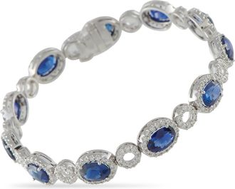 Luxury Bazaar 18K White Gold 2.50ct Diamond and Sapphire Bracelet MF27-122225