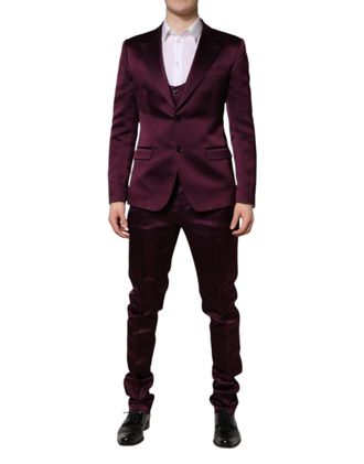 Dolce & Gabbana Dark Purple Silk 3Piece Single Breasted Mens Suit