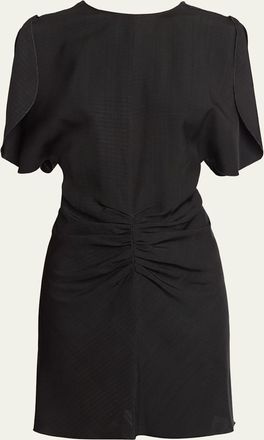 Victoria Beckham Gathered-Waist Short-Sleeve Mini Dress