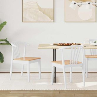 vidaXL Silla De Comedor 2 Pcs Y Natural Madera De Caucho S&oacute;lida Vidaxl
