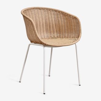 Sklum Pack De 4 Sillas De Comedor Con Reposabrazos En Rat&aacute;n Sint&eacute;tico Y Acero New Tulua Sklum