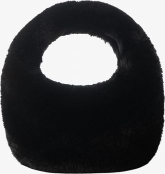 LaMarque Womens Alix Mini Faux Fur Hobo Bag In Black
