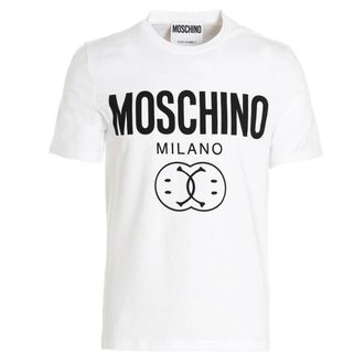 Moschino Double Smiley Logo Wit T-shirt