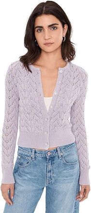 Free People Pretty In Pointelle Cardi Womens Sweater Orchid Hush : SM (Womens 4-6), Cotton