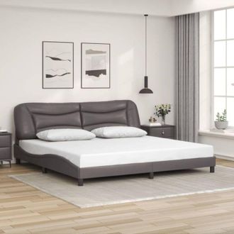 vidaXL Vidaxl - Estructura De Cama Sin Colch&oacute;n Cuero Sint&eacute;tico Gris 200x200 Cm