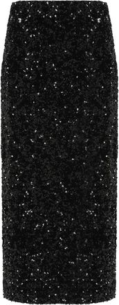 Vince Sequined Velvet Column Skirt - Dames - Midirokken - Zwart - S - Polyester - Rokken