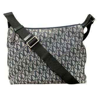 Dior Pre-owned Cross Body Bags, female, Blue, Size: ONE SIZE Pre-owned Trotter Canvas Leather Shoulder Bag