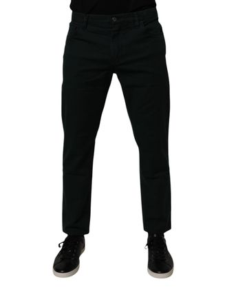 Dolce & Gabbana Dark Green Cotton Loose Men Denim Jeans Elastane Clothing