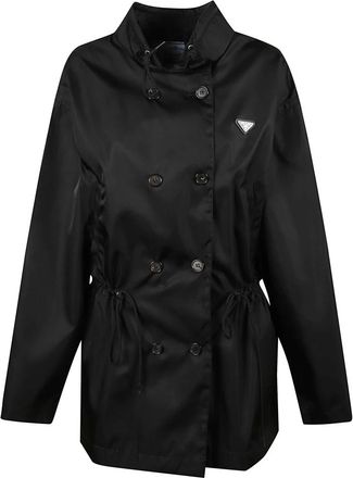 Prada Re-Nylon Regenjas - Dames - Regenjassen - Zwart - M - Nylon - Jassen