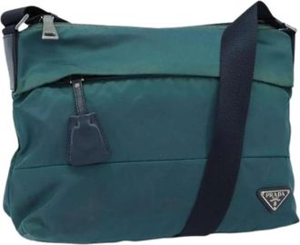 Prada Pre-owned Cross Body Bags, female, Green, Size: ONE SIZE Pre-owned Vintage Nylon Shoulder Bag