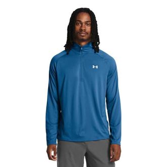Under Armour Mens Tech 2.0 1/2 Zip-up Long Sleeve T-Shirt Sweatshirt, (406) Photon Blue / / White, Medium