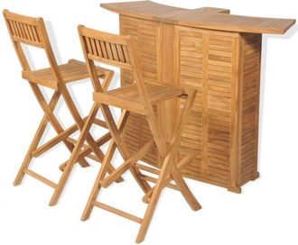 vidaXL Set mesa y sillas plegables bistró de jardín 3 pzas teca maciza Vidaxl