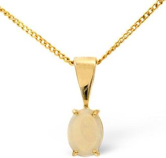 The Diamond Store Opal 7 x 5mm 9K Yellow Gold Pendant Necklace