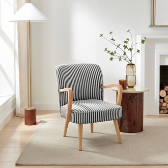 Furniturebox Sylvie Accent Chair with Oak Effect Legs in Black