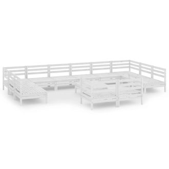 vidaXL Juego De Muebles De Jard&iacute;n 13 Pzas Madera Maciza De Pino Blanco Vidaxl