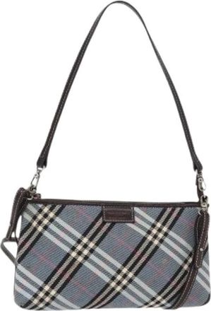 Burberry Pre-owned Shoulder Bags, female, Blue, Size: ONE SIZE Pre-owned Canvas Shoulder Bag