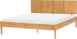 Beliani Cama Con Somier Estilo Escandinavo De Madera De Pino Natural 160 X 200 Cm Marr&oacute;n Claro Ambazac