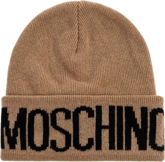 Moschino Accessoires, unisex, Beige, ONE Size, Wol, Pet met logo
