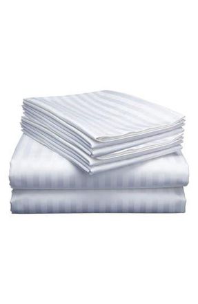 Luxury Home Dobby Stripe Sheet Set in White at Nordstrom Rack, Size Queen