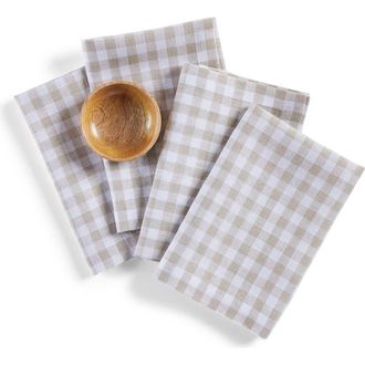 Solino Home Linen Dinner Napkins Set of 4, 20 x 20 Inch for Dining Table, Holiday and Everyday Table Decor - Gingham Check in Natural at Nordstrom