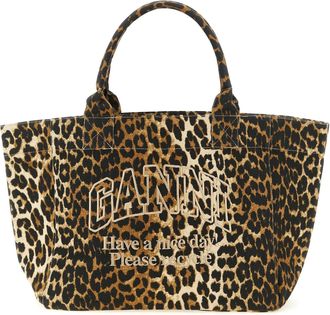 Ganni Einkaufstasche Leopard Medium Tote