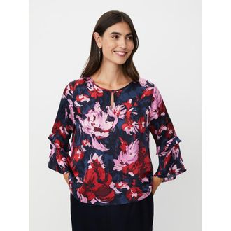 Masai MaBimelda Keyhole Detail Floral Top in Scarlet Sage at Nordstrom, Size Xx-Large