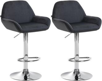 Clp Clp - Set De 2 Taburetes De Cocina Braga En Terciopelo Negro Metal Cromado