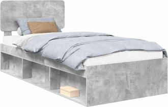 vidaXL Estructura De Cama Con Cabecera Gris Concreto 100 X 200 Cm Vidaxl