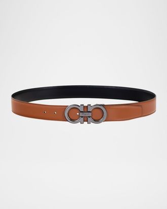 Ferragamo Men & apos;s Double Adjustable Leather Gancini Belt