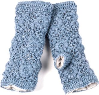 Nirvanna Designs Flower Crochet Handwarmers in Ice at Nordstrom
