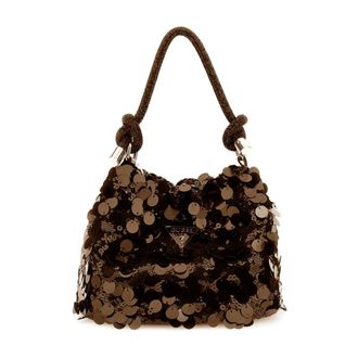 Guess Shoulder Bags, female, Brown, ONE SIZE, Mini Beuteltasche Strass Pailletten