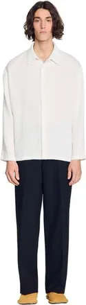 Sandro Crinkled loose-fit shirt in White at Nordstrom, Size Xx-Large