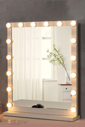 Living and Home Hollywood Lighted Rectangular 3 Lighting Modes Makeup Mirror with Base