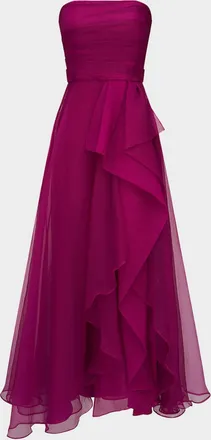 Theia Teresa Draped Strapless Gown